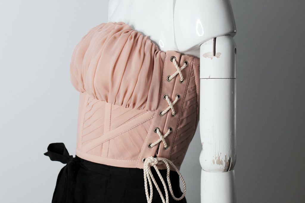 Cordelia lace up pleated corset with gathered bust – Emmanuela Rolea