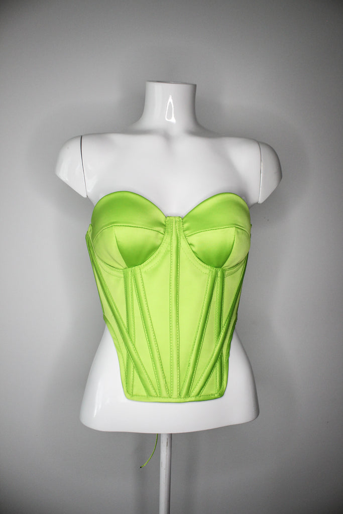 Light green satin corset with cups - STATNAIA